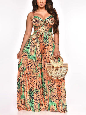 Printed Pleated Jumpsuit