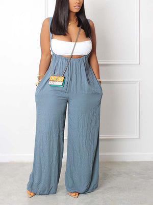 Sleeveless Wide Leg Overalls