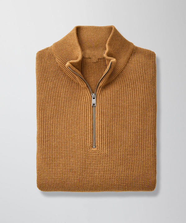 Gentleman's Waffle Half-Zip Knit Sweater