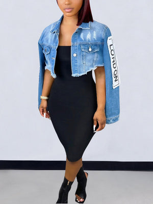 Letter Print Denim Jacket