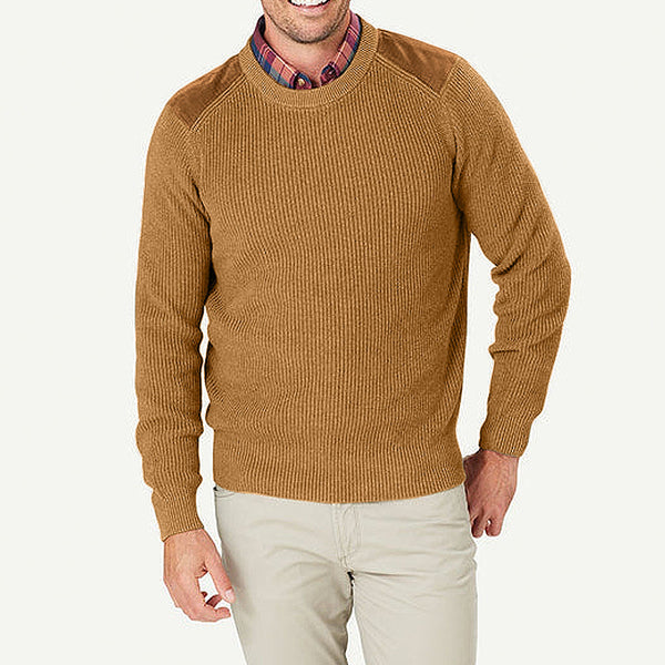 Men's Colorblocked Ribbed Crew Neck Sweater