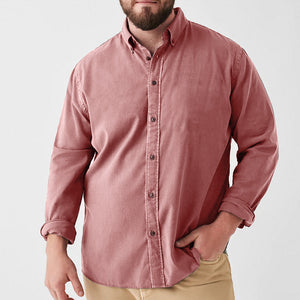 Men's Large Washed Stretch Single Breasted Shirt