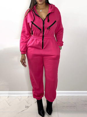 Hooded Zip-Up Jumpsuit