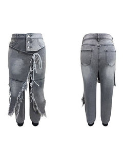 Wrap Up Fringe Jeans