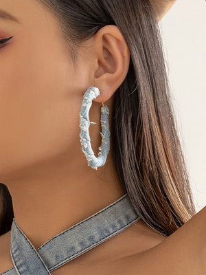 Denim Hoop Earrings