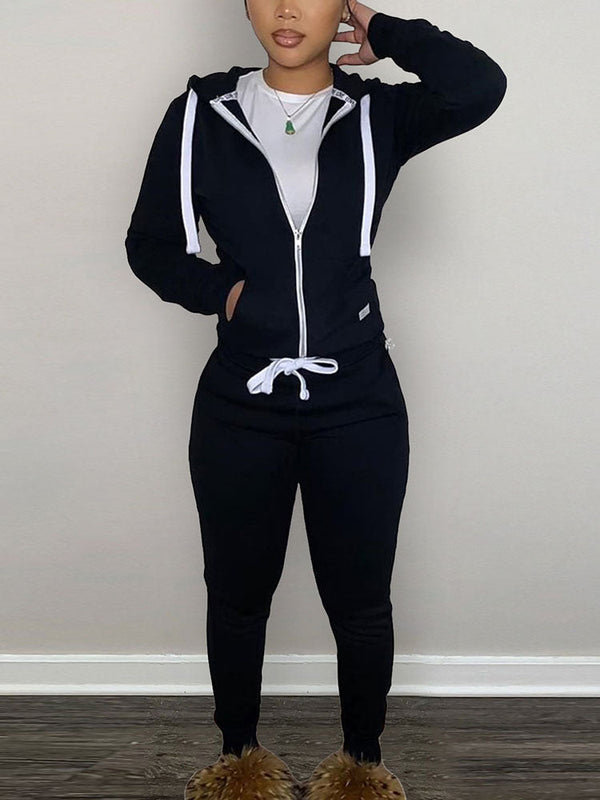 Casual Hoodies And Pant Tracksuit Set