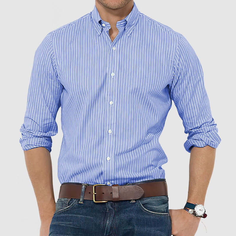 Gentleman's Striped Cotton Long Sleeve Shirt