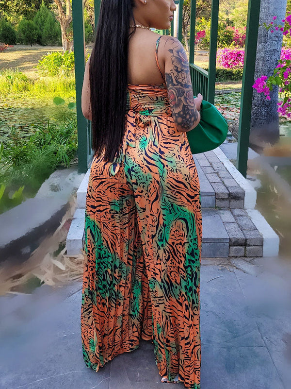 Printed Pleated Jumpsuit