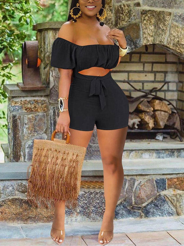 Off Shoulder Cutout Romper