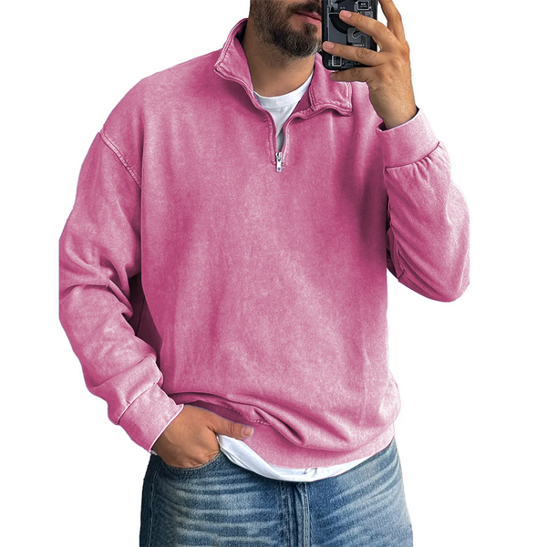 Men's Basic Zip Stand Up Sweatshirt