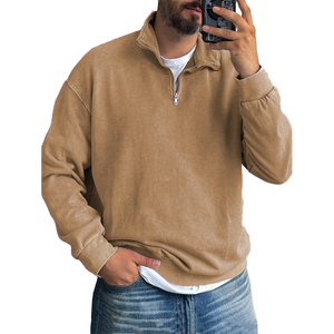 Men's Basic Zip Stand Up Sweatshirt