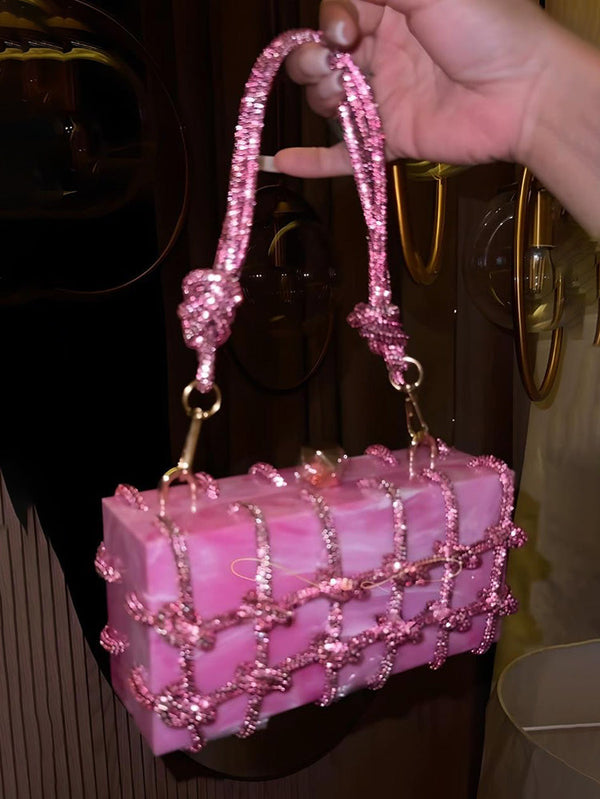 Marble Rhinestone Rope Bag