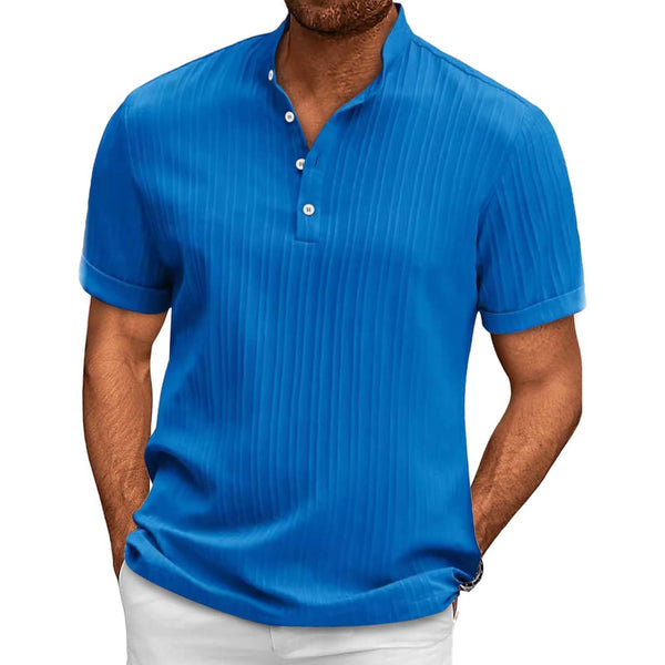 Mens Textured Short Sleeve Henley Shirt