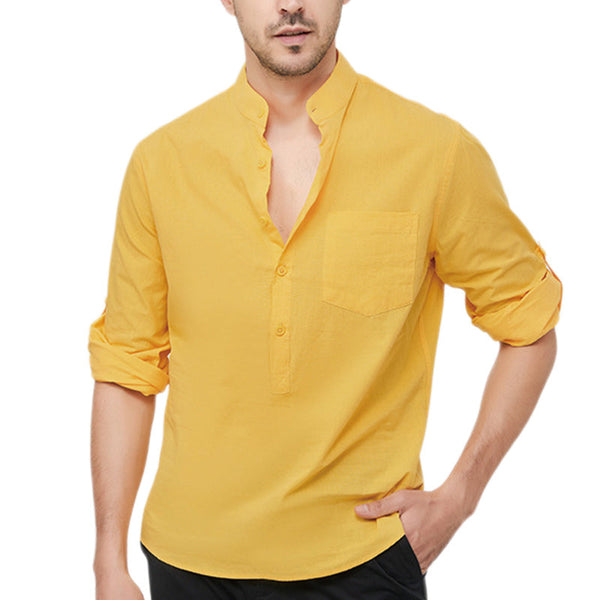 Men's Cotton Henley Vacation Shirt