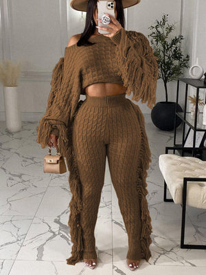 Knitted Tassel Outfit Set