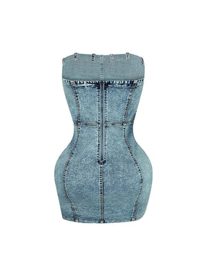 Strapless Denim Cargo Dress