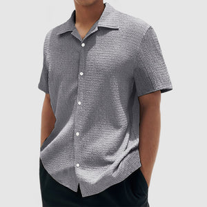 Men's Everyday Casual Cotton Textured Short Sleeve Shirt