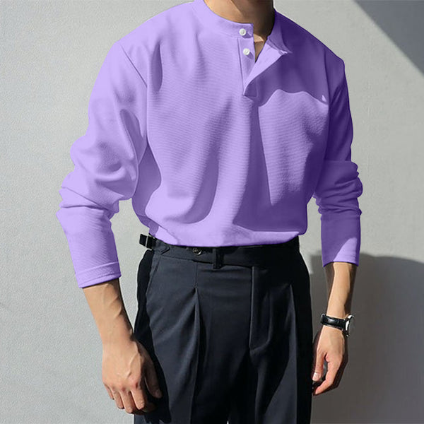 Gentlemans simple design knitting long sleeve polo shirt