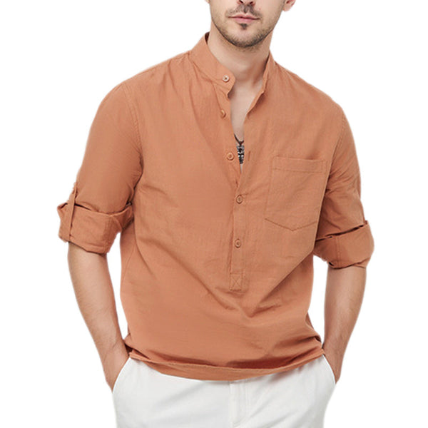 Men's Cotton Henley Vacation Shirt