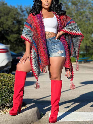 Knit Fringe Poncho