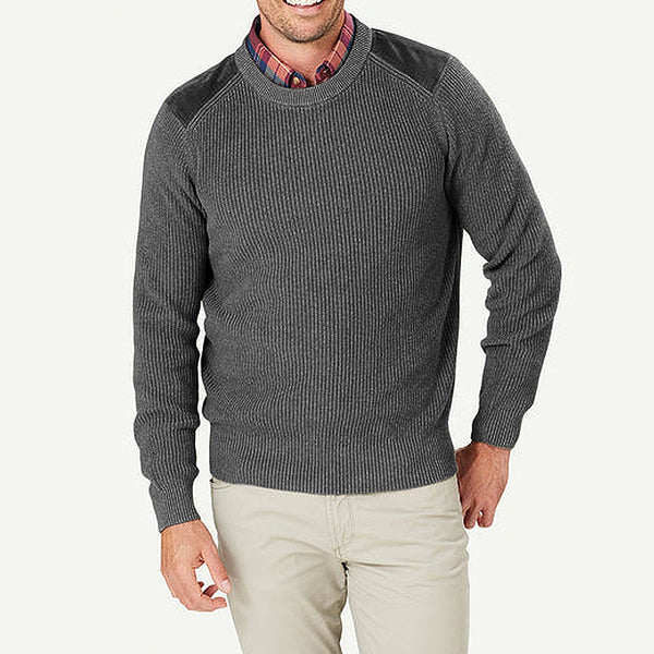 Men's Colorblocked Ribbed Crew Neck Sweater