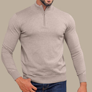 Men's Half-Zip Cotton Sweater