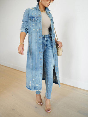 Casual Ripped Denim Jacket Coat