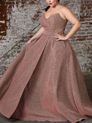 V Neck Slit Glitter Tube Gown