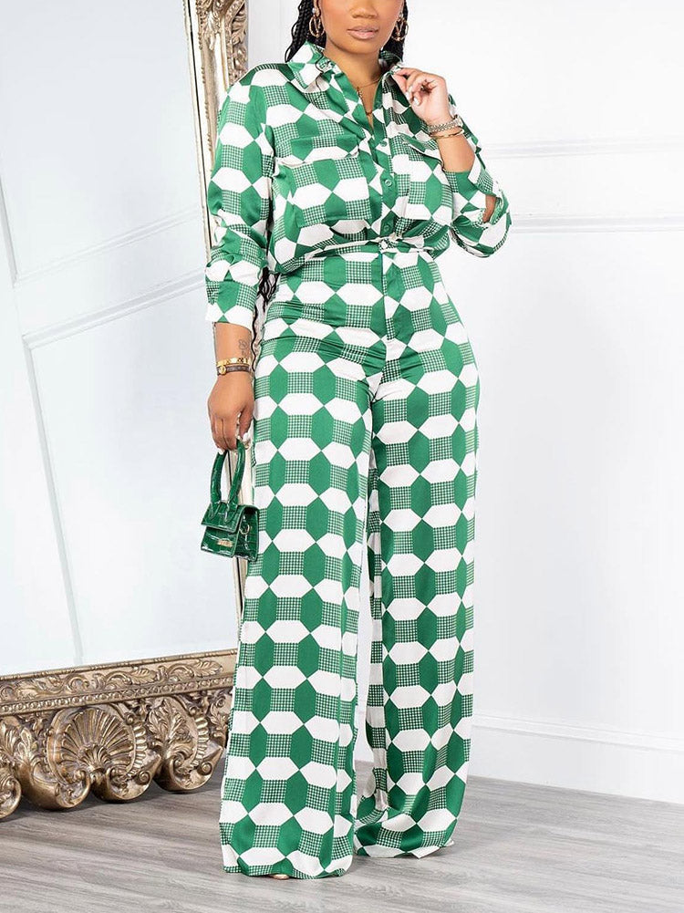 Geometric Pattern Shirt & Pants Set