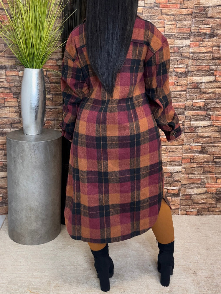 Tweed Flannel Plaid Cardigan