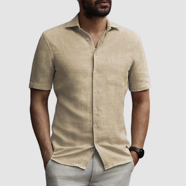 Men's Casual Comfortable Cotton Linen Pocket Shirt