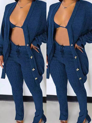 Cardigan Crop Tops & Pants 3 Piece Set