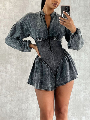 Zipper Corset Romper