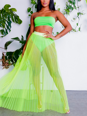 Bandeau Top Sheer Tulle Skirt Set