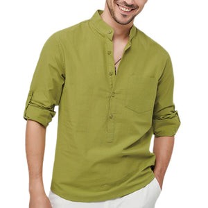 Men's Cotton Henley Vacation Shirt