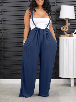 Long Strap Wide Leg Overalls