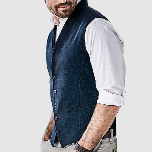 Men's Denim Color Slim Fit Vest