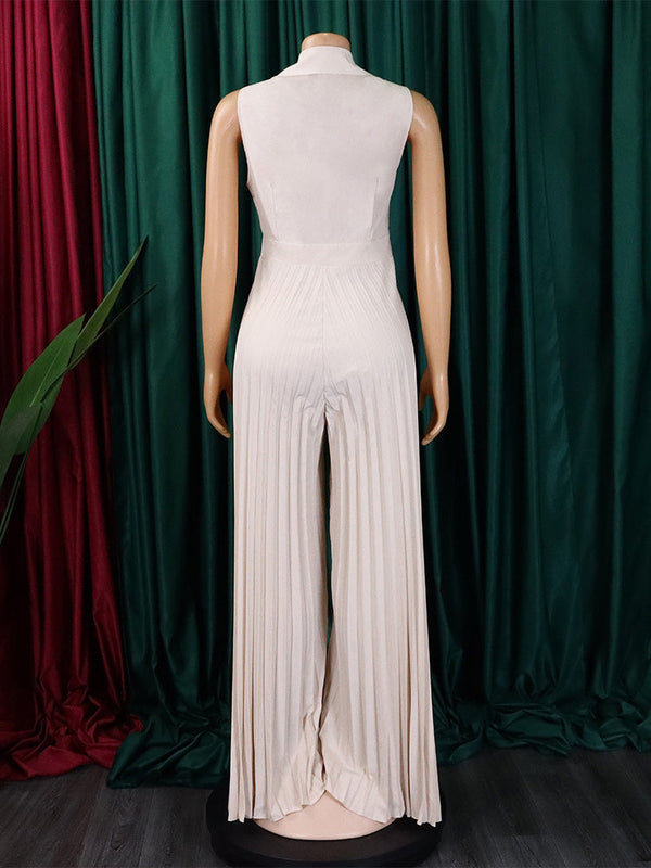 Sleeveless Tie-up Pleated Jumpsuit