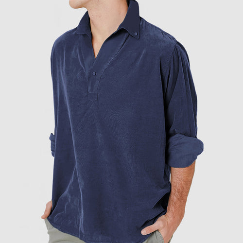 Gentleman's V-Neck Cotton Long Sleeve Polo Shirt