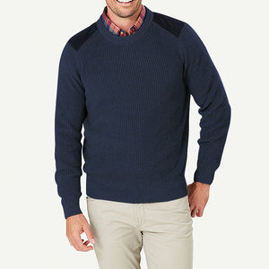 Men's Colorblocked Ribbed Crew Neck Sweater