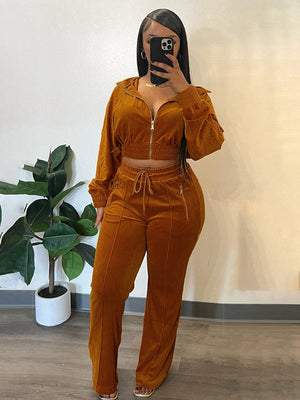 Velour Zip Jackets & Pants Set