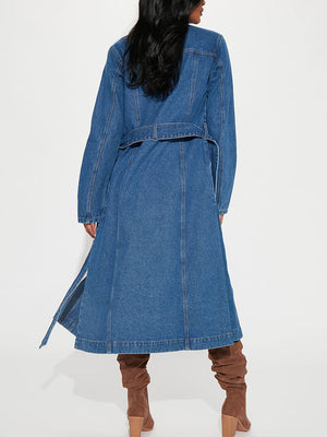 Denim Coat With Belt