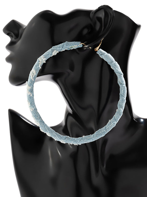 Denim Hoop Earrings