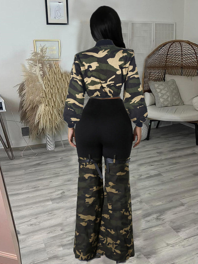 Camouflage Jacket & Pants Denim Set