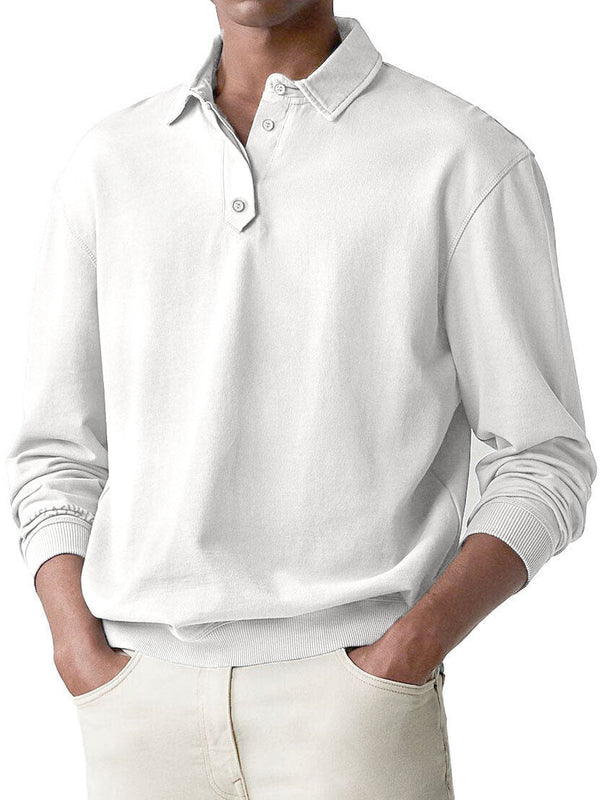 Men's Soild Color Polo Shirt Long Sleeve