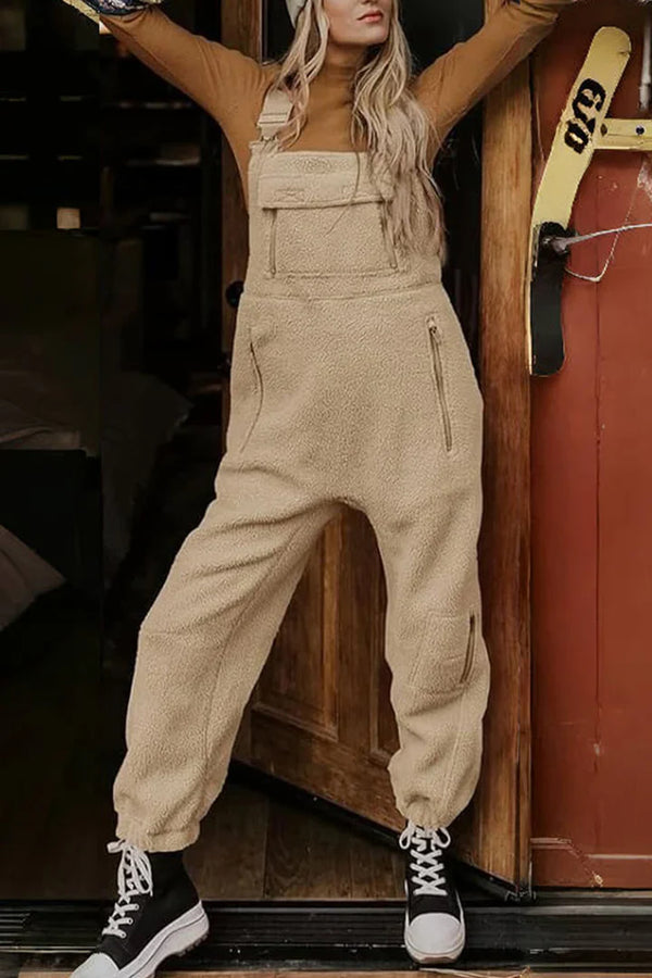 Polar Fleece Sleeveless Baggy Overalls