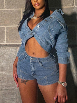 Denim Jacket & Short Set