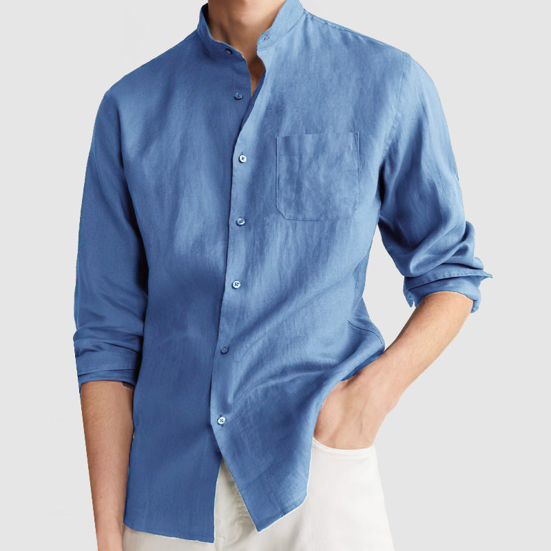 Men's Standing Collar Pocket Shirt