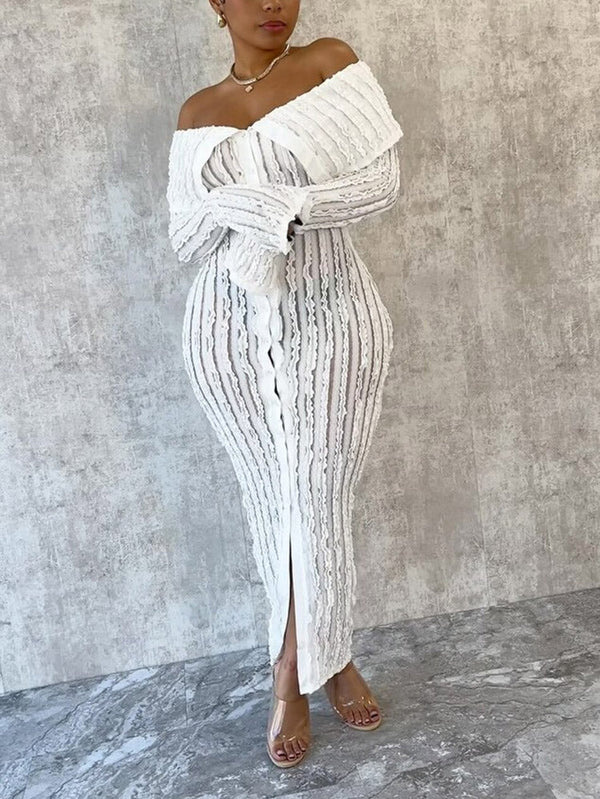 Off Shoulder Mesh Dress