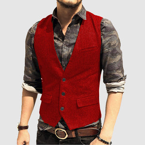 Men's Textured Detail Sleeveless Vest Jacket